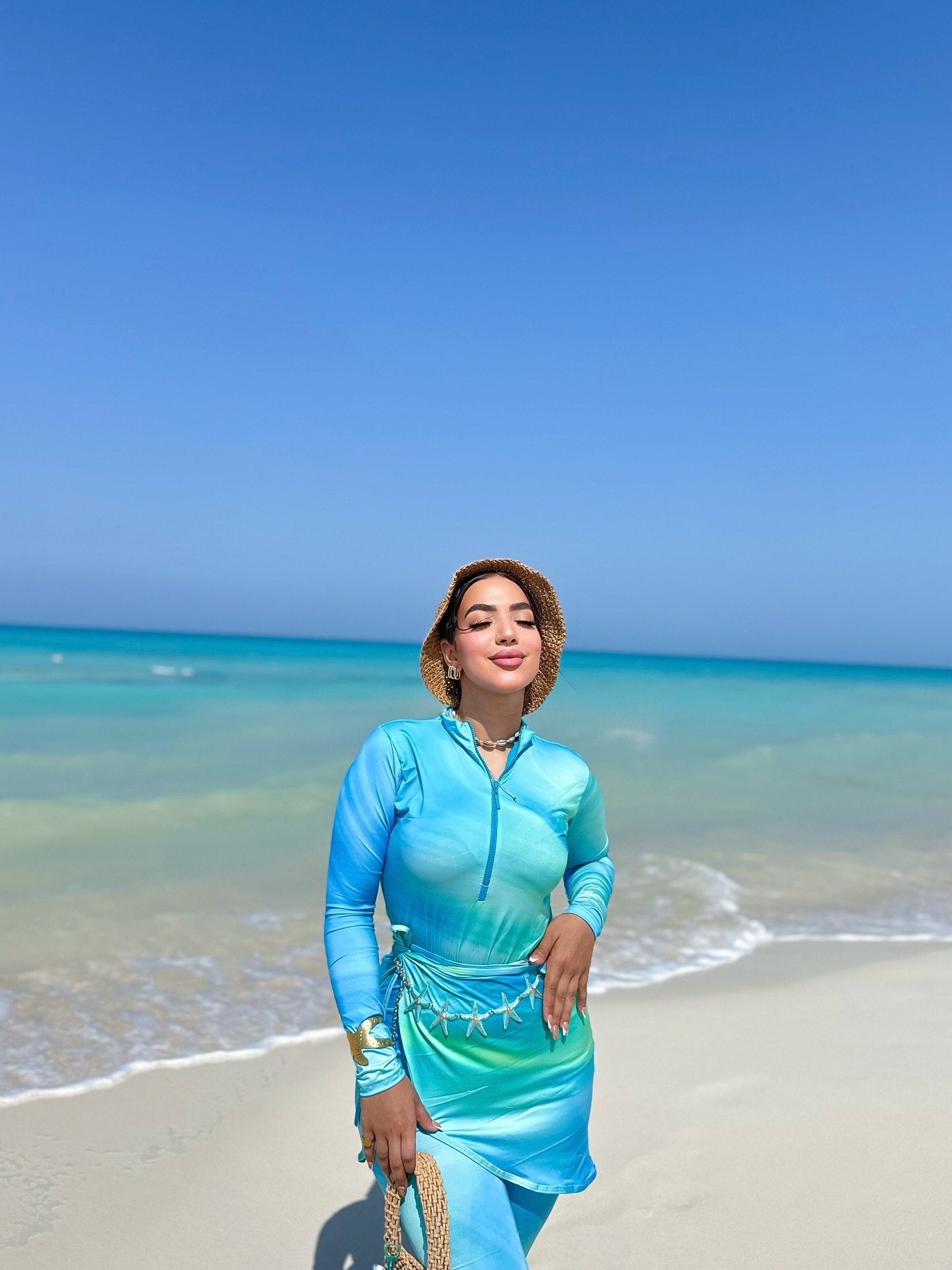 Milky green Burkini  (5P)